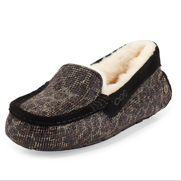 UGG Shoes - UGG Ansley Glitter Leopard Print Moccasin Slippers